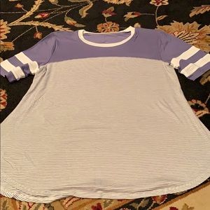 NWOT Maurice’s Lavender and Gray Striped Blouse